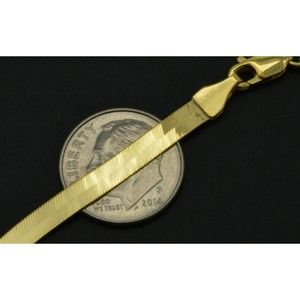 Real 10K Yellow Gold High Polished 4mm herringbone Bracelet Lobster 7- 8